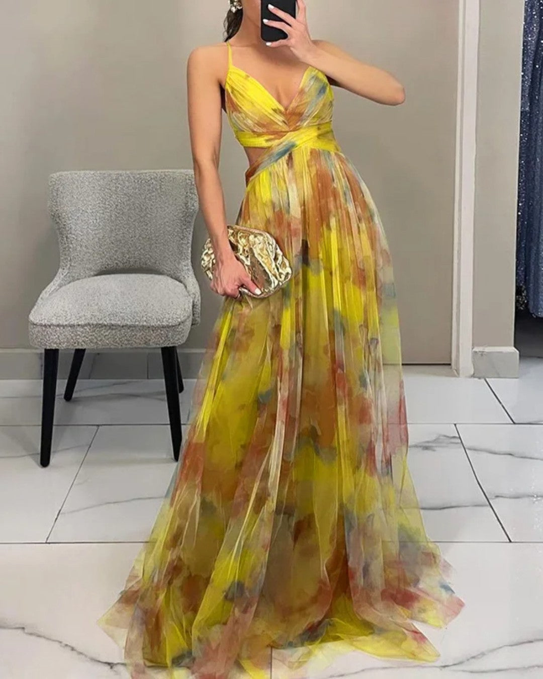 Giselle | Deslumbrante Vestido Maxi com Estampado Floral