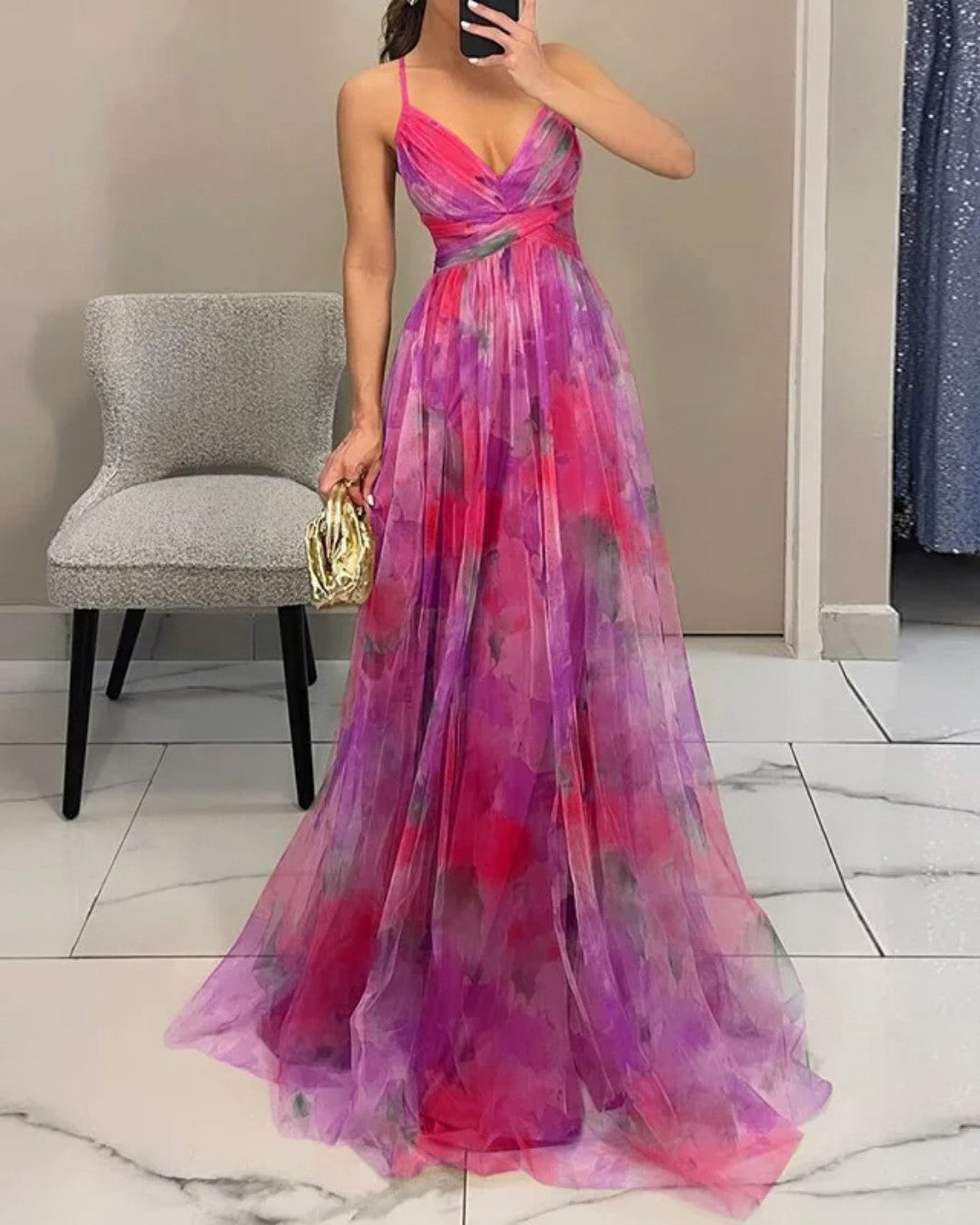Giselle | Deslumbrante Vestido Maxi com Estampado Floral