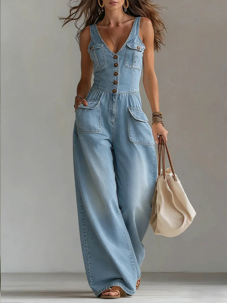 Sofi | Macacão Jeans Largo e Descontraído