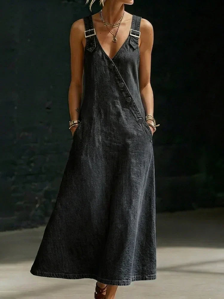 Vera | Vestido Longo em Jeans com Botões
