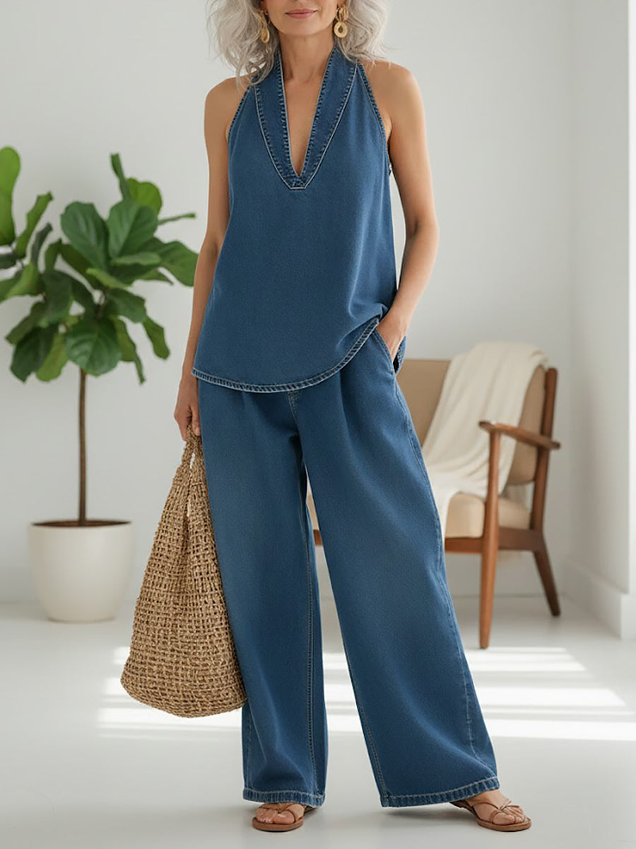Ivy | Conjunto Twin em Denim-Look Macio Lavado Vintage